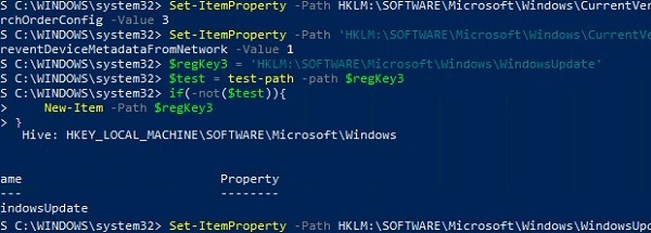 disable automatic driver updates in Windows 10 or 11 using powershell script