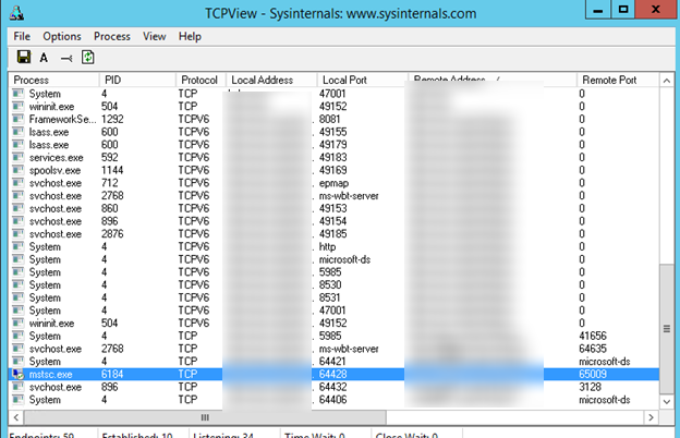 Windows 10 Session Shadowing - TCP ports