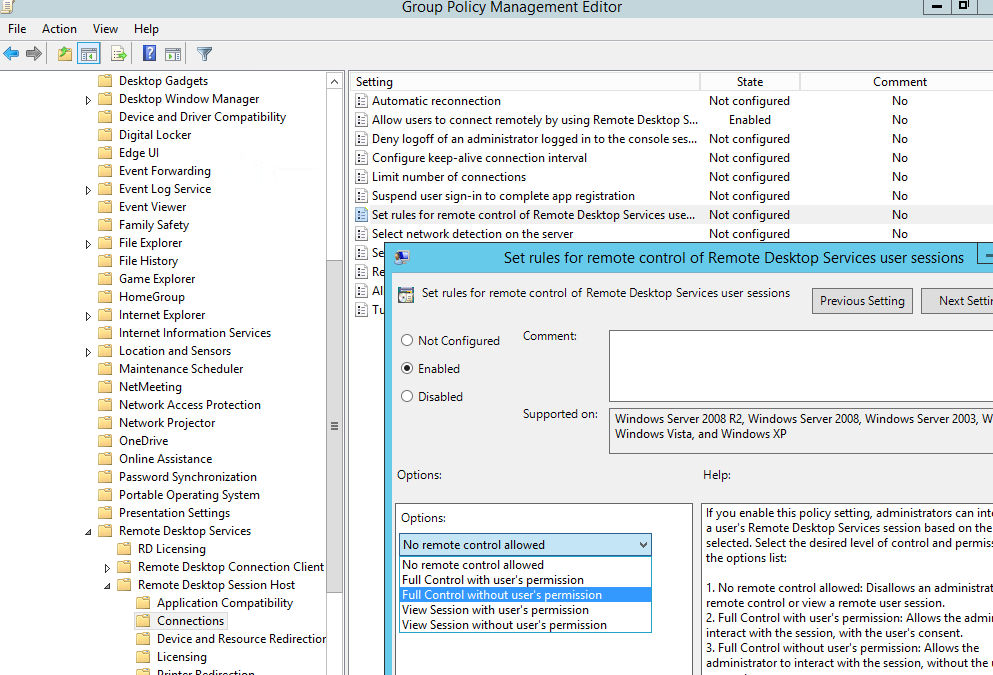 microsoft remote desktop connection manager reg settings description off