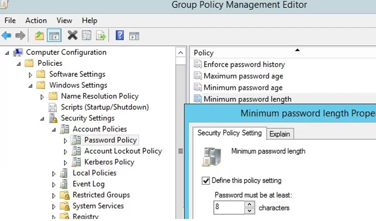 Configuring A Domain Password Policy In The Active Directory Windows