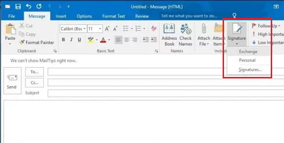 how to change email signature in outlook 365 desktop