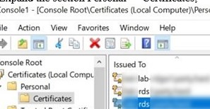 export rds certificate from computer cert storage