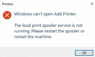 não é possível instalar os provedores de spooler de impressão da impressora não em execução