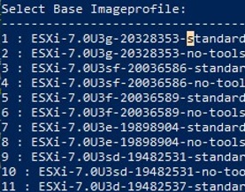 list available esxi images with powershell