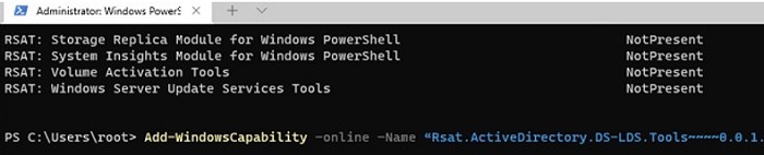 windows11: add rsat tools using install-powershell add-windowscapability cmdlet