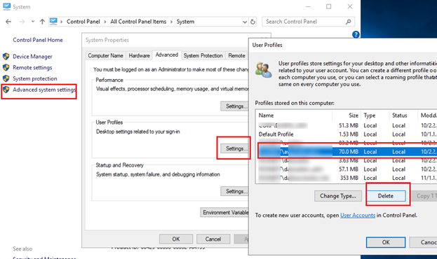 how to completely remove outlook 2016 profile