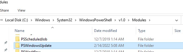 copy pswindowsupdate module to offline windows computer