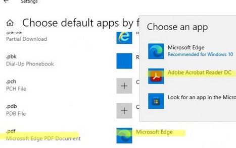 choose default app for file extension in windows 10 settings