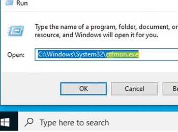 run the ctfmon.exe process to repair search input