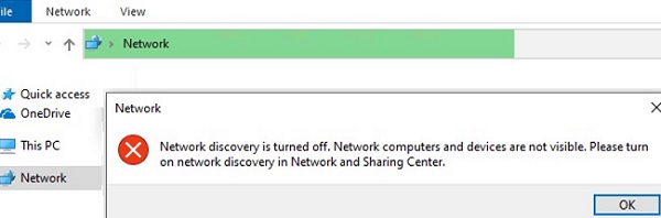 windows network discovery is turned off