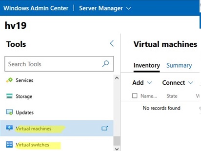 WAC: manage Hyper-V VMs from browser