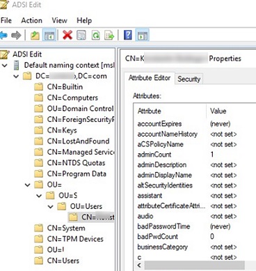 active directory attribute editor in adsiedit console