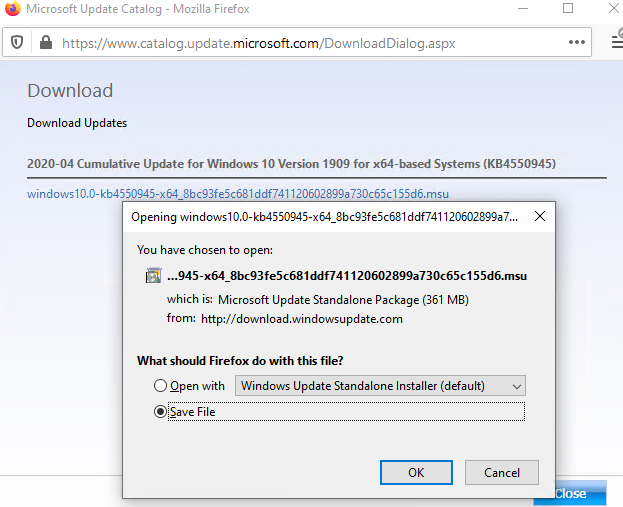 download windows update msu file from Microsoft Update Catalog manually