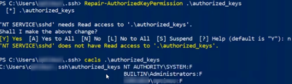 repair-authorizedkeypermisson on windows openssh server