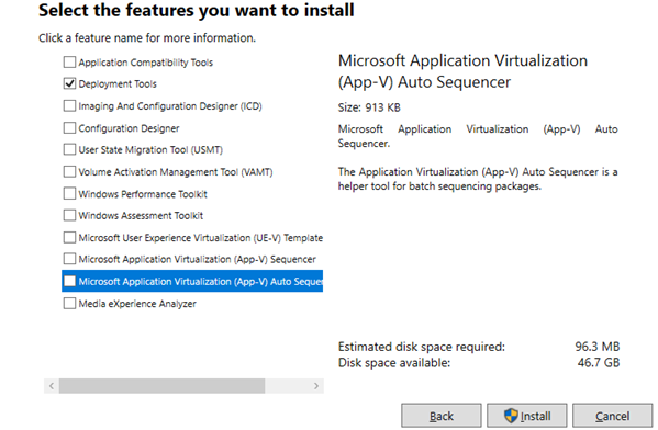 windows 10 install deployment tools from adk