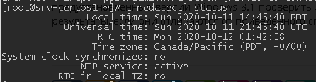 timedatectl status NTP Service: active