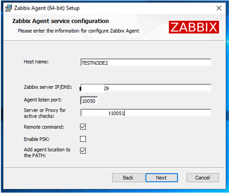 configure zabbix agent settings on windows