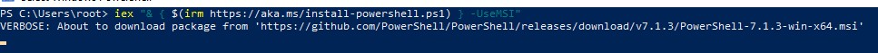 upgrade powershell core 7.1 from command line