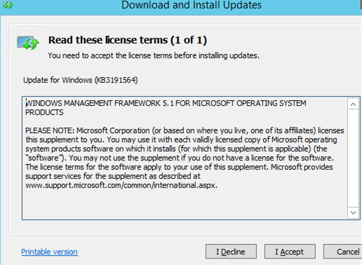 instale Windows Management Framework 5.1