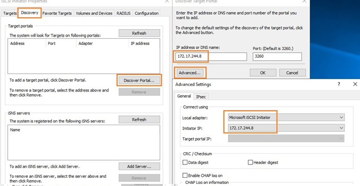 discovery iscsi target on windows server