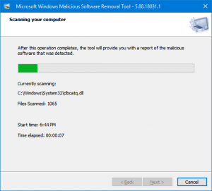 microsoft malicious software removal tool running hours