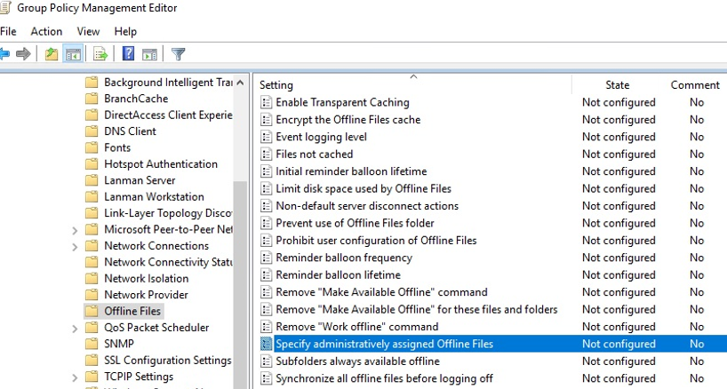 Configure Offline Files with GPO 