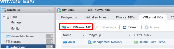 add vmkernel nic on vmware esxi