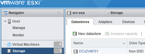 new datastore on vmware esxi host