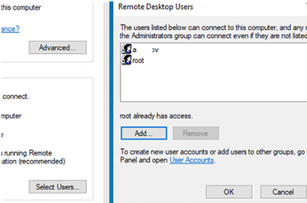Users who are allowed to connect to the Remote Desktop 