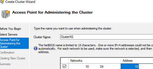 set cluster name and ip address