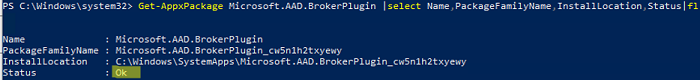 check for Microsoft.AAD.BrokerPlugin UWP appx insttalled in Windows 10