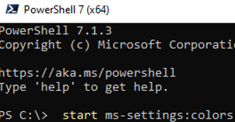 run ms-settings from powershell