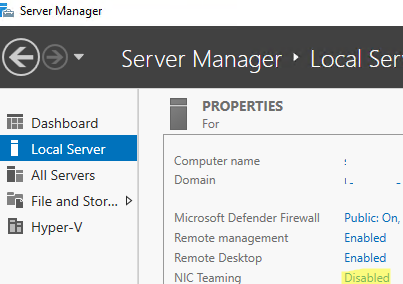enable nic teaming on windows server