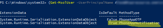 get mfa status and auth method of azure ad user with powershell