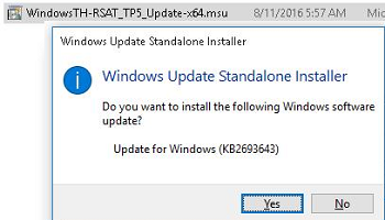 install rsat msu package on windows 10 using standalone installer