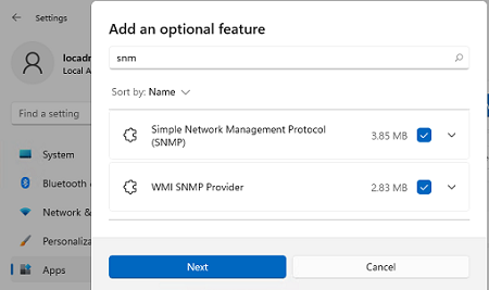 installing Simple Network Management Protocol (SNMP) on Windows 11