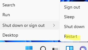 restart windows with shift key