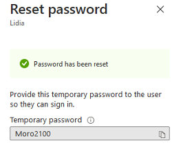 temporapy password for Azure AD user