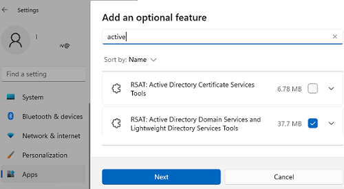 windows 11 install RSAT: Active Directory Domain Services and Lightweight Directory Services Tool