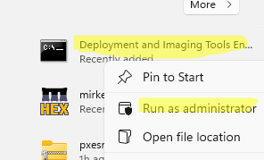 run Deployment and Imaging Tool command prompt