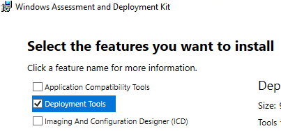 install deployment tools from windows adk