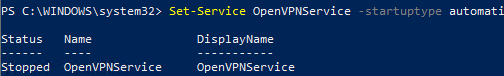 start OpenVPNService in Windows