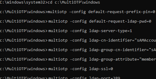 configure MultiOTP server on Windows