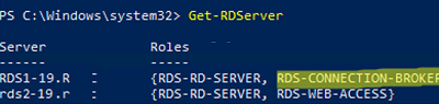 Get-RDServer - list roles in RDS deployment