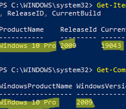 How to find the Windows version and build from the PowerShell?