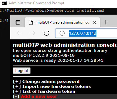 MultiOtp install web administraion console