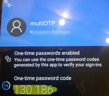 One-teme password in Microsoft Authenticator app