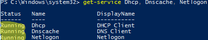 Check DNS client, DHCP client, and NetLogon services with PowerShell