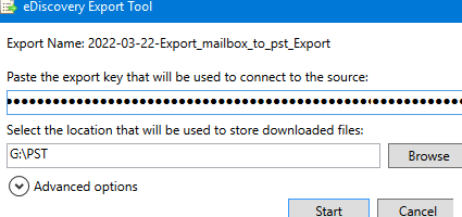 eDiscovery tool - export to pst 