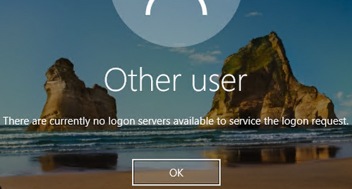 There are currently no logon servers available to service the logon request.